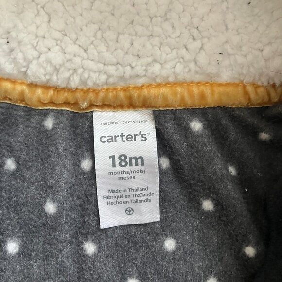 Carter’s Toddler Hooded Fleece Peacoat Jacket Size 18M | EUC Black Polka Dot - Picture 5 of 16